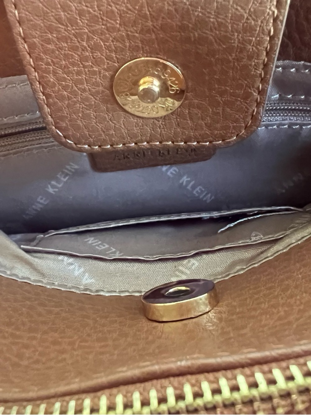 Anne Klein Tan Pebbled Crossbody Bag - Picture 8 of 11
